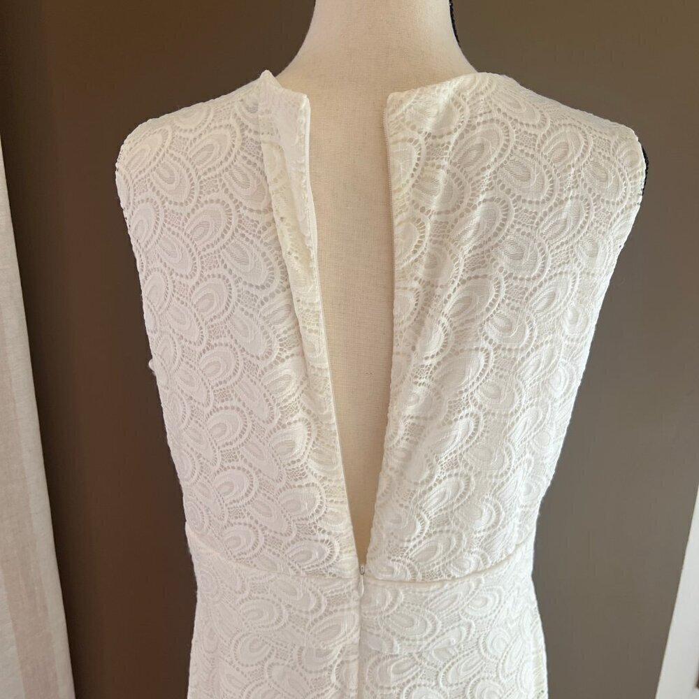 NWT Christopher & Banks Cream Lace Sleeveless Party Dress, Lined, Size 16 - Picture 7 of 16